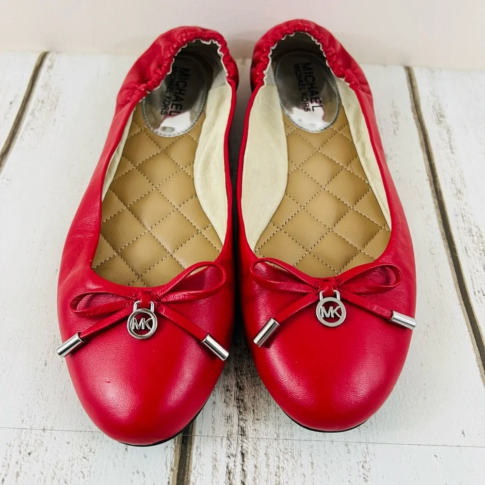 Michael Kors Red Ballet Flats Sz.8 - Picture 3 of 9